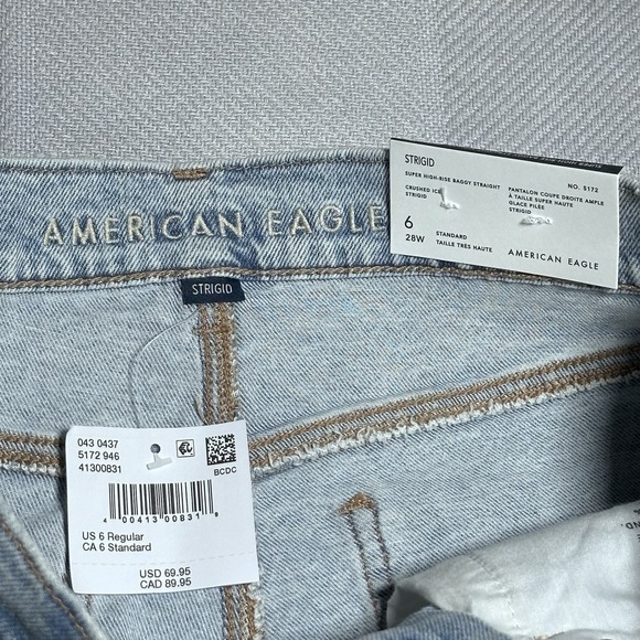 NEW‎ American Eagle Jeans Womens Size 6 28W Super High Rise Baggy Straight NWT - Picture 5 of 16